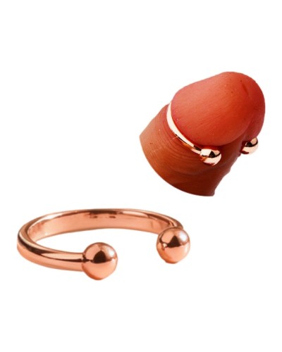 Anneau de gland 2 Boules Open Ball 8mm Rose cuivré