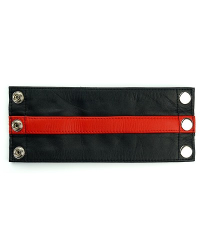 Bracelet de force en cuir Noir-Rouge pas cher