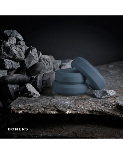 Set de 3 cockrings Boners silicone pas cher