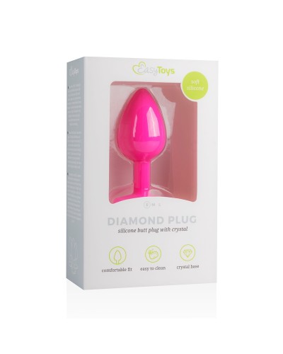 Plug Bijou Diamond Rose 6 x 2.7cm pas cher