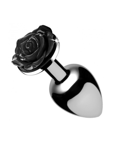 Plug Bijou avec Rose noire - 8.5 x 4.1 cm LARGE pas cher