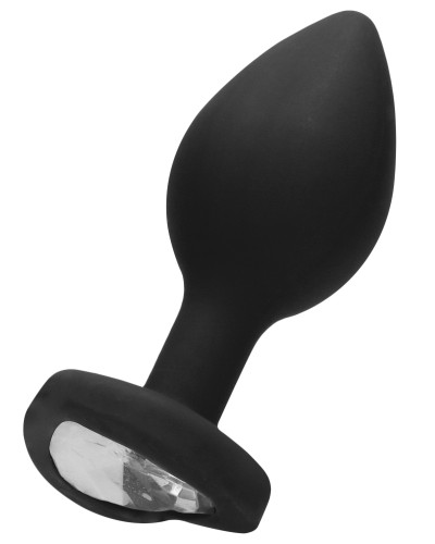 Plug Bijou Anal silicone Heart Noir 6 x 2.8 cm pas cher