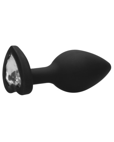 Plug Bijou Anal silicone Heart Noir 6 x 2.8 cm pas cher