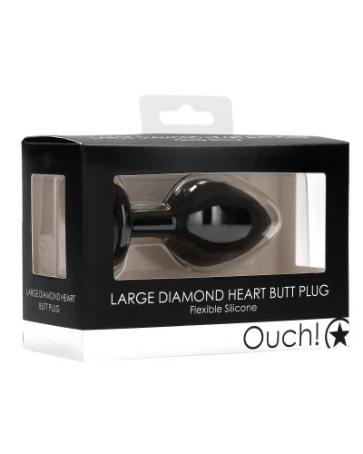 Plug Bijou Anal Silicone Heart Noir 7 x 3.5 cm pas cher