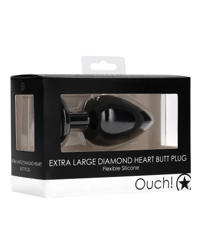 Plug Bijou Anal silicone Heart Noir 8 x 4 cm pas cher