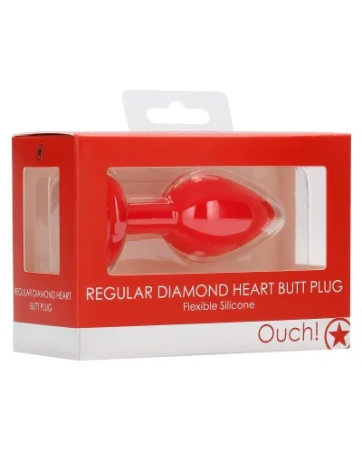 Plug Bijou Anal Silicone Heart Rouge 6 x 2.8 cm pas cher