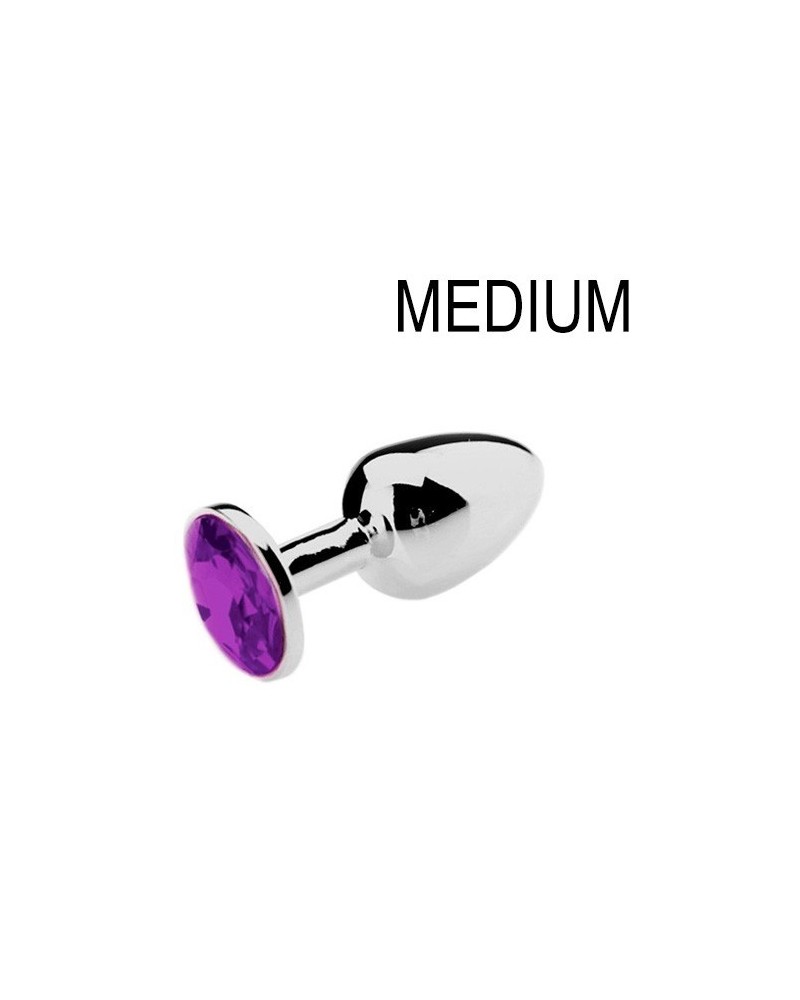 Plug Bijou Strass Violet - MEDIUM 7 x 3.4cm pas cher