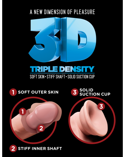 Gode rEaliste King Cock 3D TRIPLE DENSITY 10 - 20 x 5 cm pas cher