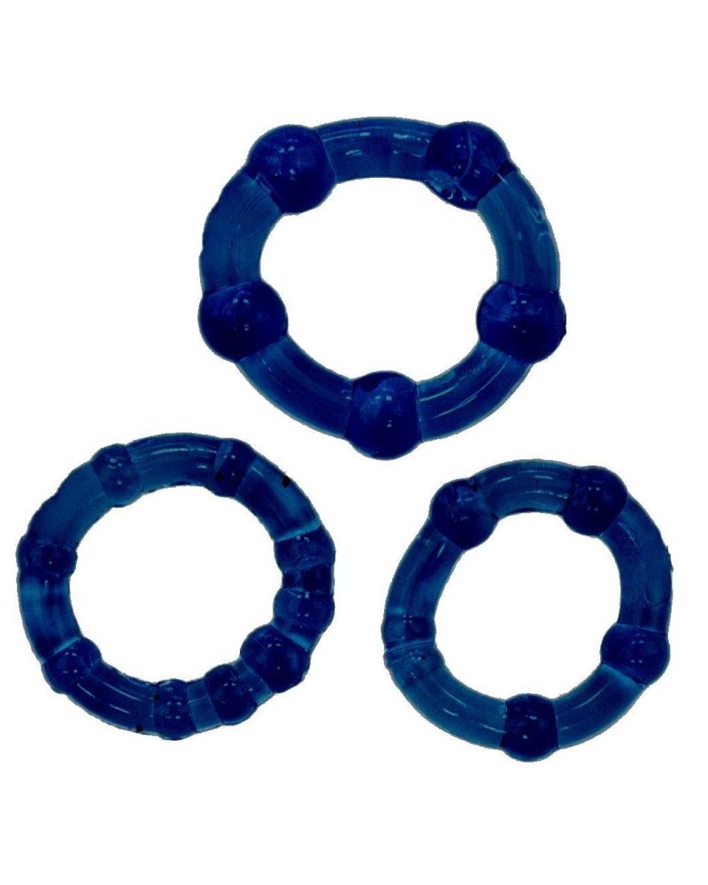 Pack de 3 mini cockrings souples bleus pas cher