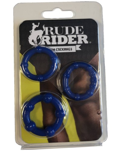 Pack de 3 mini cockrings souples bleus pas cher