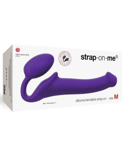 Gode + plug STRAP-ON-ME Bendable M 16 x 4 cm Violet pas cher