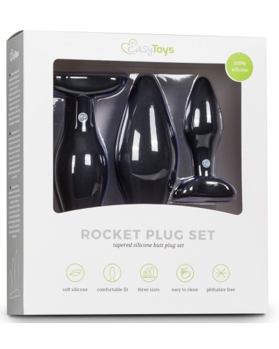 Kit de 3 plugs silicone Rocket Noirs pas cher