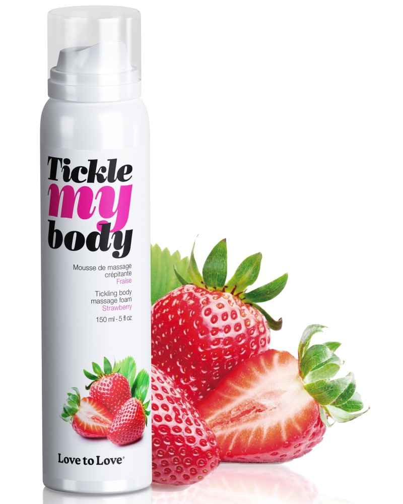 Mousse de massage crEpitante Tickle My Body Fraise 150ml pas cher