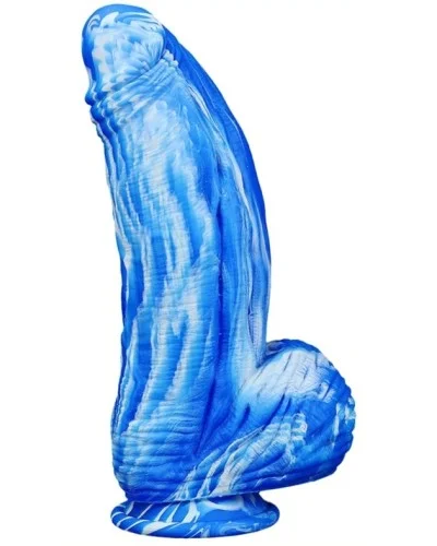 Gode Silicone Fat Dick 18 x 6.5cm Bleu-Blanc pas cher