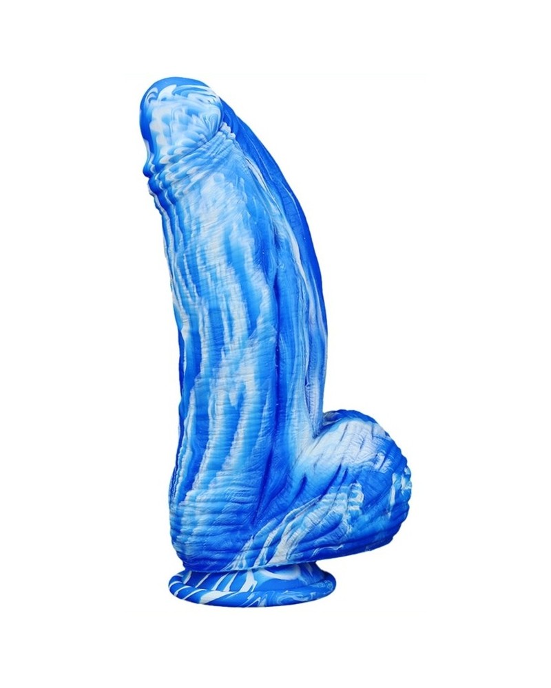 Gode Silicone Fat Dick 18 x 6.5cm Bleu-Blanc pas cher