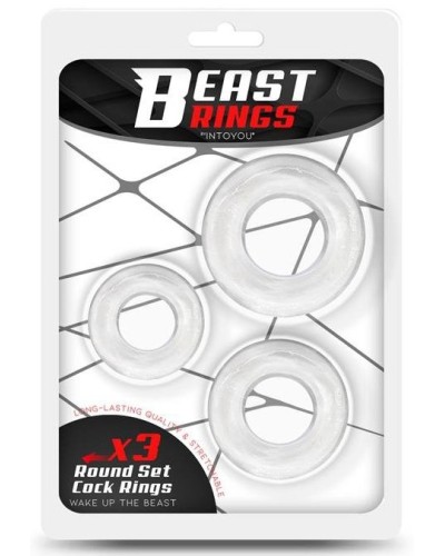 Lot de 3 cockrings souples Beast Rings Transparents pas cher