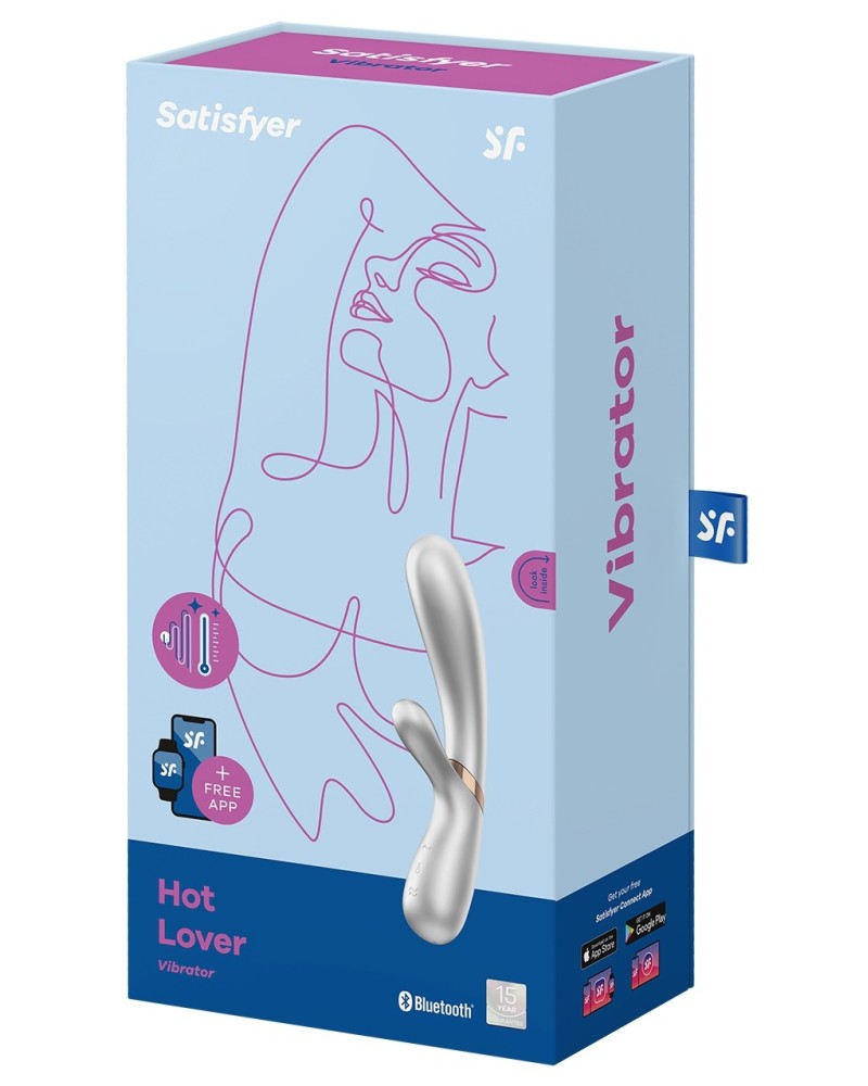 Sextoy Rabbit Connecté Satisfyer Hot Lover - Vibromasseur Point G 20 Cm Argent