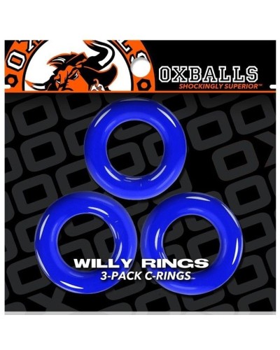 Lot de 3 cockrings Willy Rings Bleus pas cher