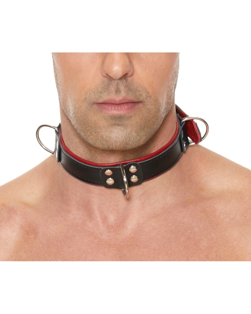 Collier Deluxe Bondage Noir-Rouge pas cher