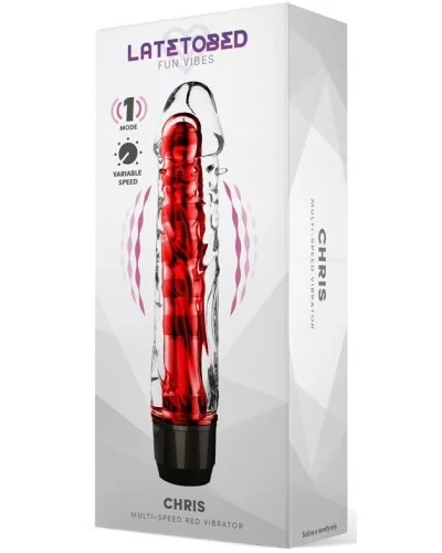 Gode vibrant Chris 14 x 3.3cm Rouge pas cher