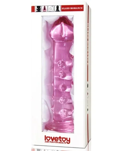 Gode en verre Gloria 15 x 4cm Rose pas cher