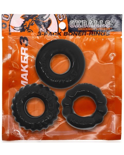 Lot de 3 Cockrings Bonemaker Noirs pas cher