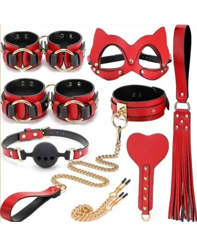 Coffret BDSM Luxury Noir-Rouge 8 Pieces pas cher