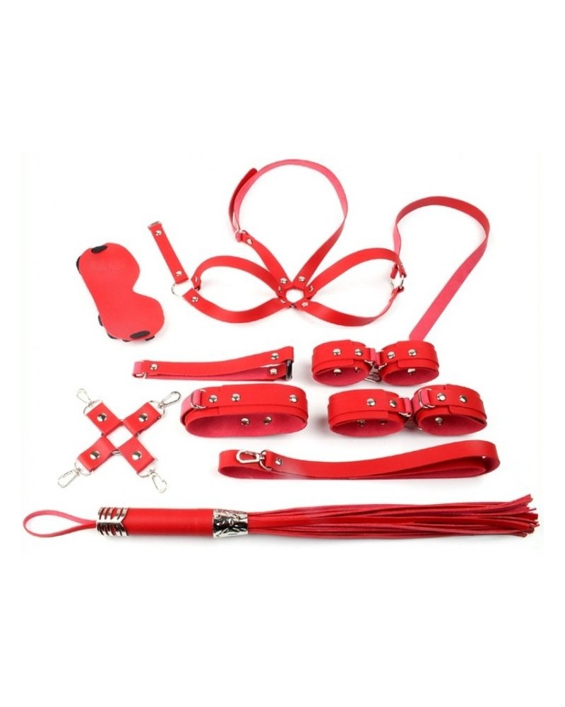 Coffret Bondage SM Obedience 10 Pieces Rouge pas cher