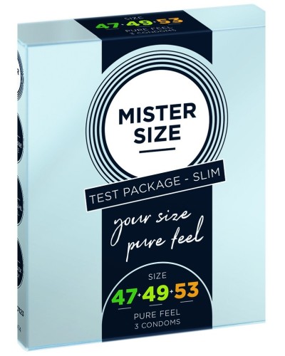 PrEservatifs MISTER SIZE Echantillon 3 tailles 47. 49 et 53mm pas cher