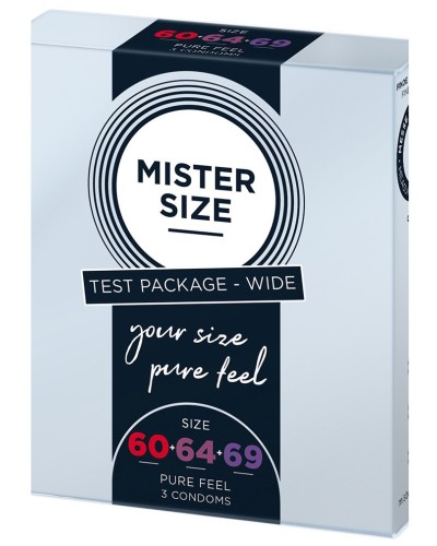 PrEservatifs MISTER SIZE Echantillon 3 tailles 60. 64 et 69mm pas cher