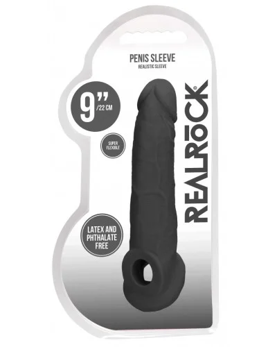 Gaine de pEnis Realrock 17 x 4.5cm Noire pas cher