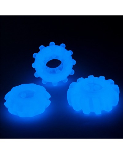 Lot de 3 cockrings phosphorescents Lumino 4cm pas cher