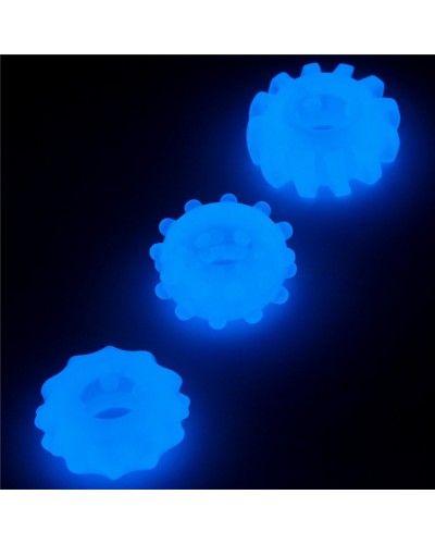 Lot de 3 cockrings phosphorescents Lumino 4cm pas cher