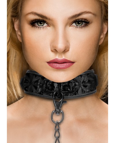 Collier et Laisse Luxury Noir pas cher