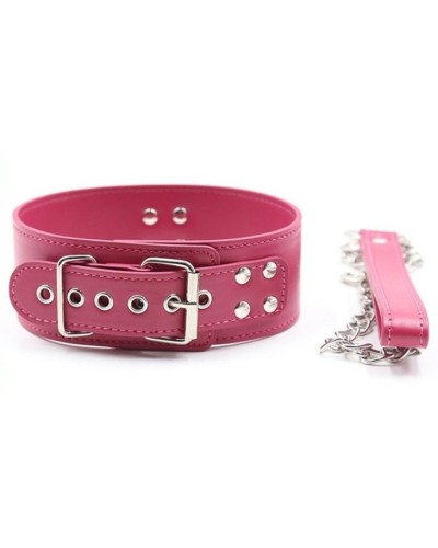 Collier Laisse Pin Lock Fuchsia pas cher