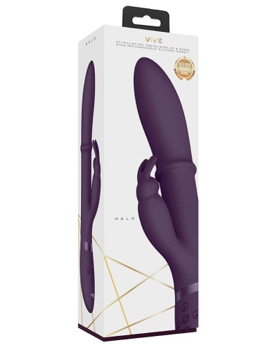 Vibro Rabbit Halo 24.5 x 3.5cm Violet pas cher