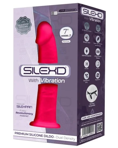 Gode vibrant Silexd Modele 2 - 7" - 17 x 4.3cm Rose pas cher