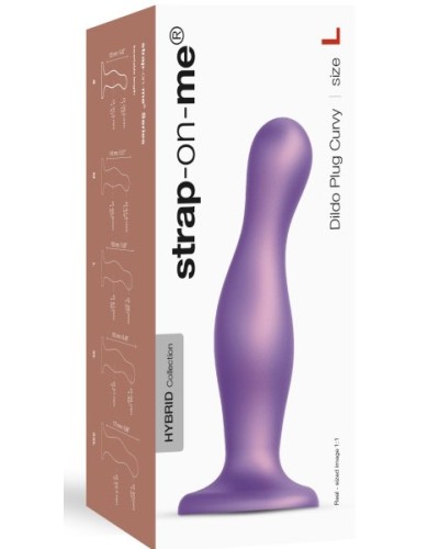 Plug Silicone Curvy Strap-On-Me L 15 x 4.6cm Violet pas cher