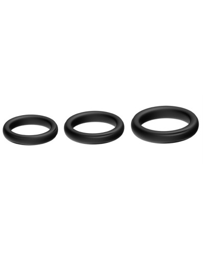 Lot de 3 cockring Silicone Set Ring Noirs pas cher