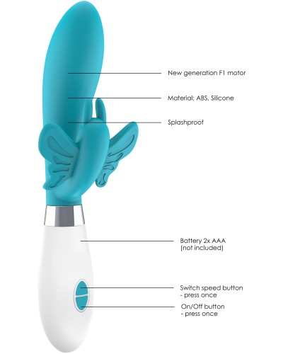 Vibro Rabbit Alexios 21cm Bleu pas cher