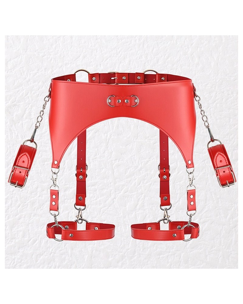 Ceinture Porte-Jarretelles et Menottes Rouge pas cher