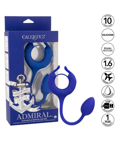 Cockring vibrant et Plug Plug and Play Admiral 5 x 3.2cm pas cher