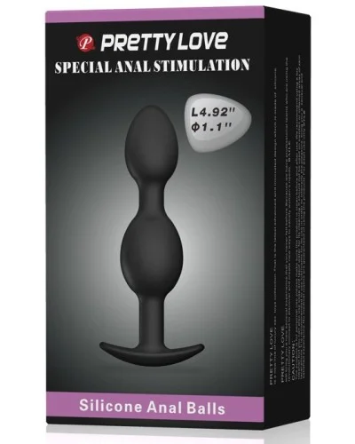 Double Heavy Balls Silicone Butt Plug 12.5 x 3.3 cm pas cher