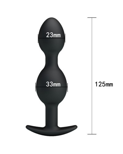 Double Heavy Balls Silicone Butt Plug 12.5 x 3.3 cm pas cher