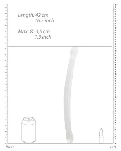 Double Gode Crystal RealRock 42 x 3.5cm Transparent