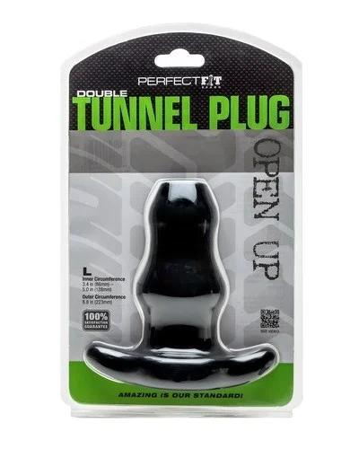 Double Tunnel Plug Noir Large12 x 7 cm pas cher