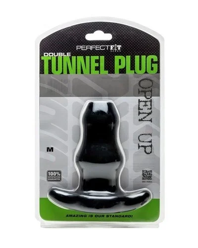 Double Tunnel Plug Noir Medium 9.5 x5.2 cm pas cher