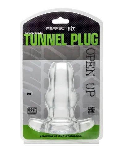 Double Tunnel Plug Transparent Medium 9.5 x 5.2 cm pas cher