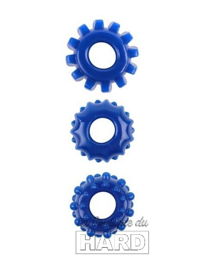 Lot de 3 Cockrings souples Gear Up Bleus