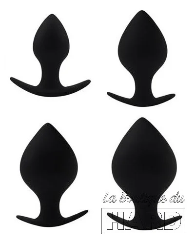 Lot de 4 Plugs Silicone Spade Noirs